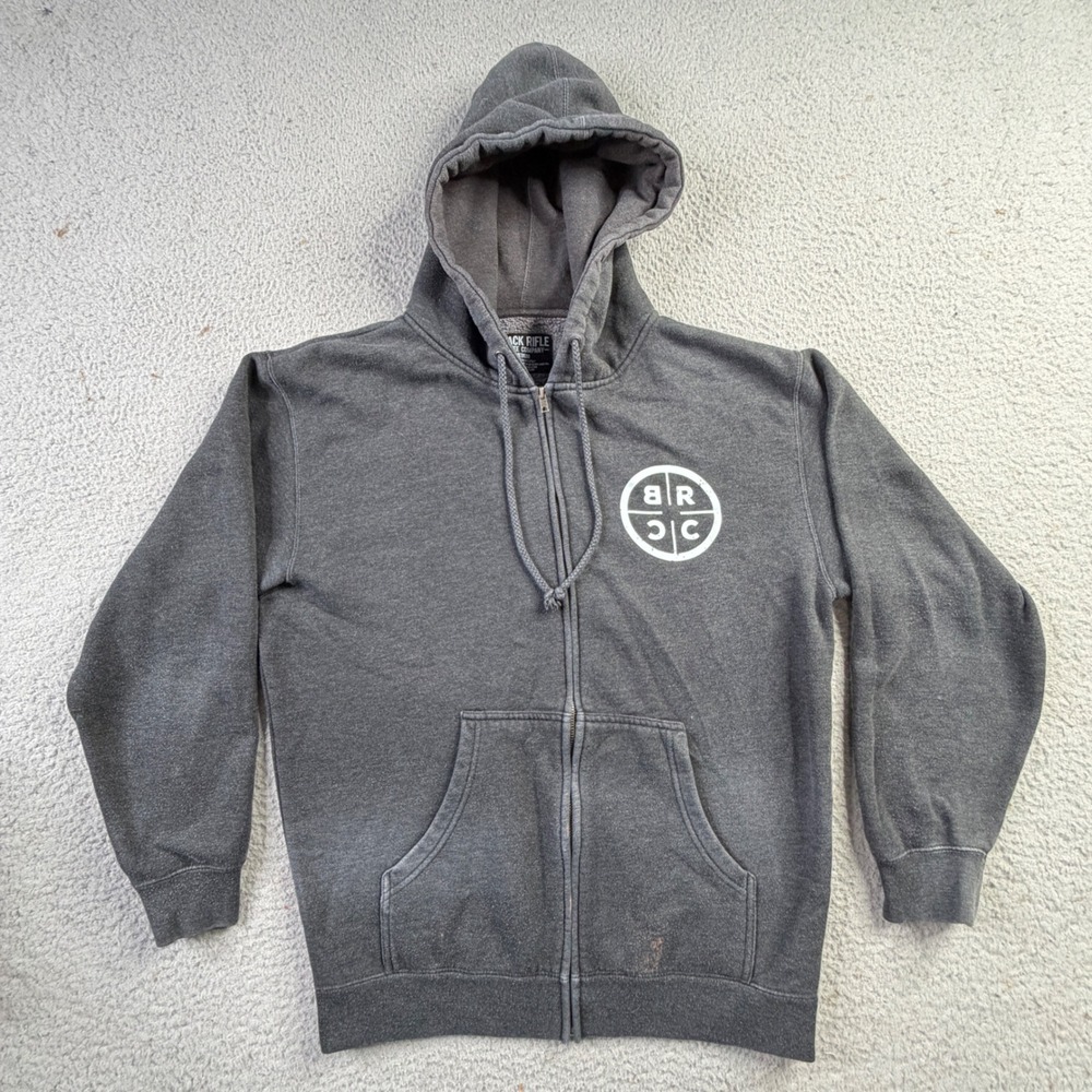 Black Rifle Coffee Co. Hoodie Mens Medium Black Faded Full Zip BRCC Sweatshirt